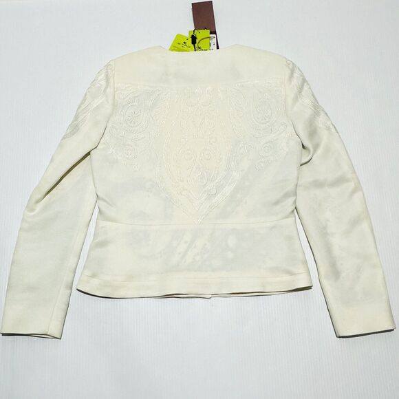 ETRO 44 US/8 Milano Jacket White Silk Lined embroidered Button Front NWT $3550 - Picture 2 of 9
